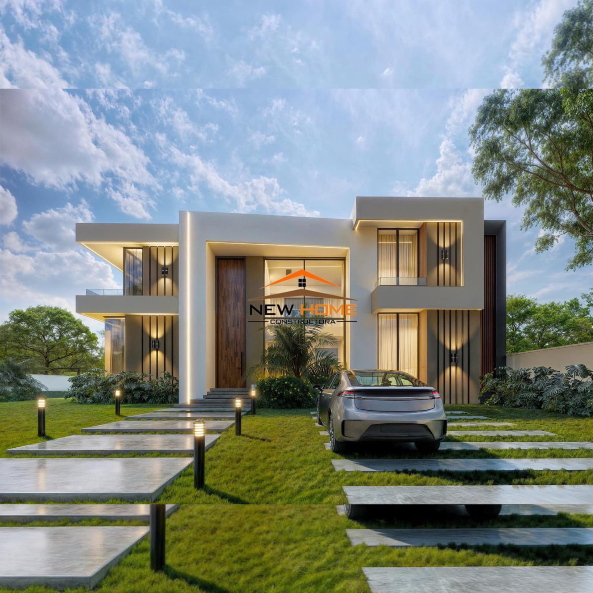 Villa Contemporánea con Iluminación LED